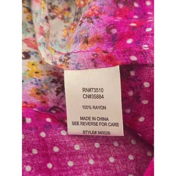 Ivy Jane Boho Floral Bell Sleeve Tunic Top Size S Purple Pink Embroidered Rayon - Picture 8 of 8